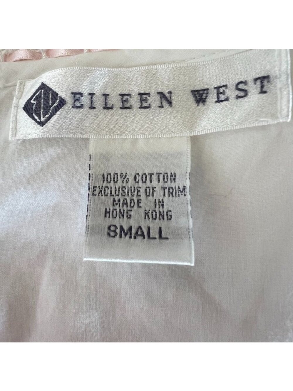VTG Eileen West Traditional Nightgown Sz S White Pink Swiss Dot Lace Cottagecore - Picture 10 of 13